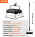 VEVOR Carpet Sweeper Manual, Floor Sweeper with 300 ml Dustbin Capacity, Easy to Empty for Home Office Carpets, Black