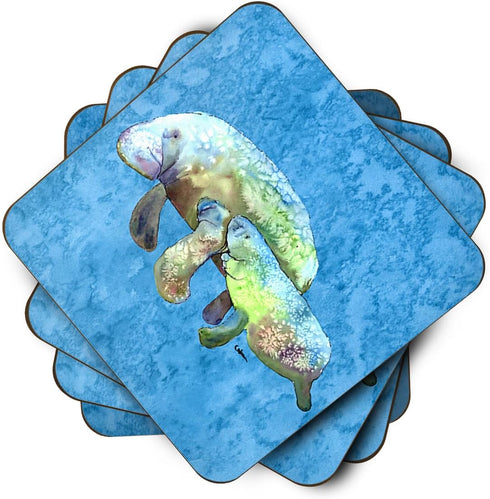 Caroline's Treasures Manatee Foam Coasters, Set of 4, 3.5" H x 3.5" W, Multicolor