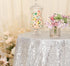 PartyDelight Silver Sequin Tablecloth Overlay 50 X 50 Inch for Wedding, Party, Birthday, Bridal, Baby Shower Decorations
