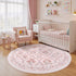 5ft Round Rug Washable Circle Rug Non Slip Low Pile Boho Floral Small Circular Rug for Bedroom, Bathroom, Entryway
