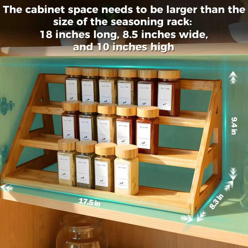 MNADSFKJ -3 CountertopsStorage Spice Rack, Spice Organizer Tier Bamboo Spice Racks, Solution for Spice Storage