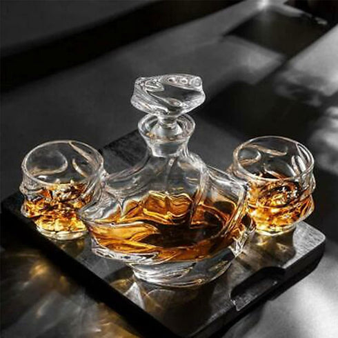 12 oz Hand Blown Crystal Whiskey Glasses Set of 4, Unique Cognac Glass, Heavy Thick Bottom Bar Glass for Gifts