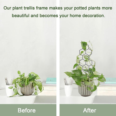 15.94 inch 2 Pack WellSign Small Trellis for Potted Plants, Metal Plant Trellis for Climbing Plants Indoor Pot