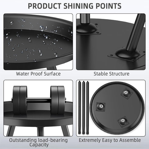 SYQ Small Black Side Table,Modern Round Metal end Table,Simple Circle Accent Table for Outdoor Living Room Bedroom