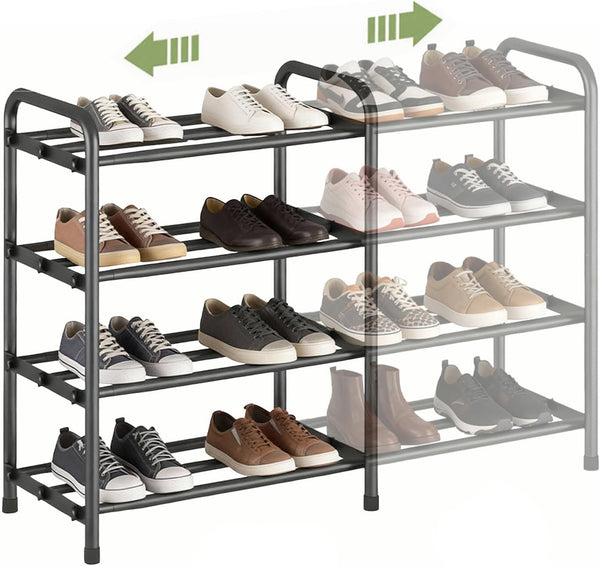 Aniston Expandable Shoe Rack, 17.6"-32" Adjustable Small Shoe Rack, 4 Tier Metal Shoe