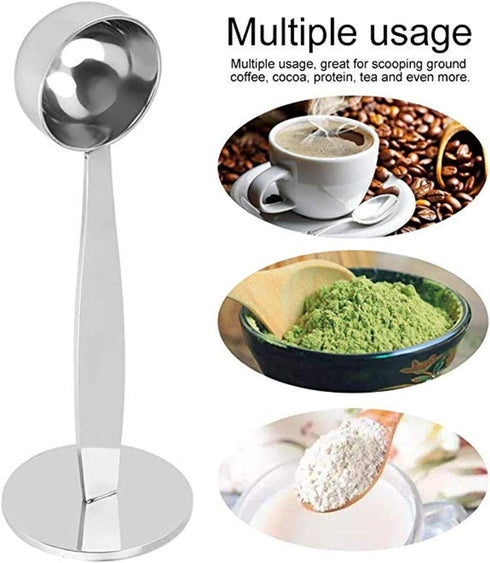 Espresso Scoop with Tamper - 2 In 1 Stainless Steel Coffee Spoon for Measuring and Tamping