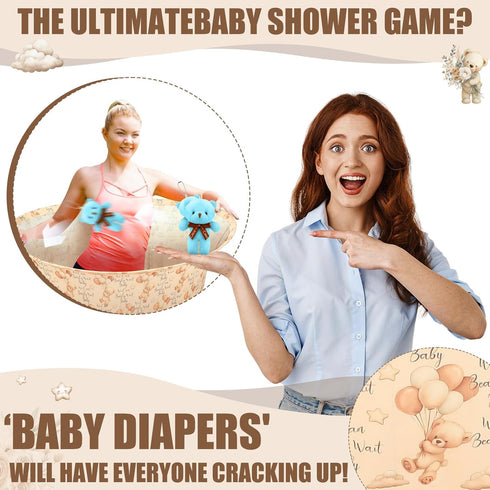 VioraWhite 22 Pcs Funny Bear Baby Shower Diapers Games Activities Fun Bridal Shower Games How Many Plushies Can You