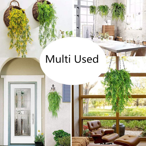 Fake Fern Artificial Hanging Ferns - UV Resistant Faux Greenery Plant for Wall, Wedding Party Decor (2Pcs)