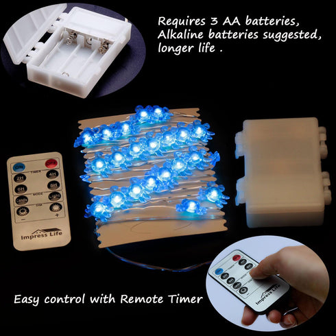40 10 Impress Life Bay Marina Theme Ocean String Lights, LEDs Blue Crab ft Length Decorating Lights with Remote