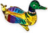 Tiny 1¾" Long Multicolor Sitting Duck Figurine - Miniature Hand Blown Painted Glass