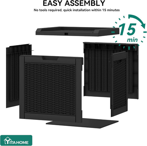 32 YITAHOME Gallon Outdoor Storage Box, Water Resistant Resin Deck Box, Indoor Outdoor Lockable Storage Container