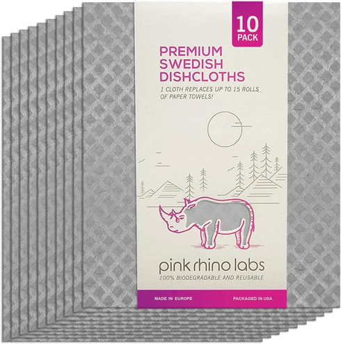 Swedish Dishcloths – Eco-Friendly Reusable Kitchen Towels – 10 Pack Cleaning Cloths for Dishes, Counters & Surfaces,