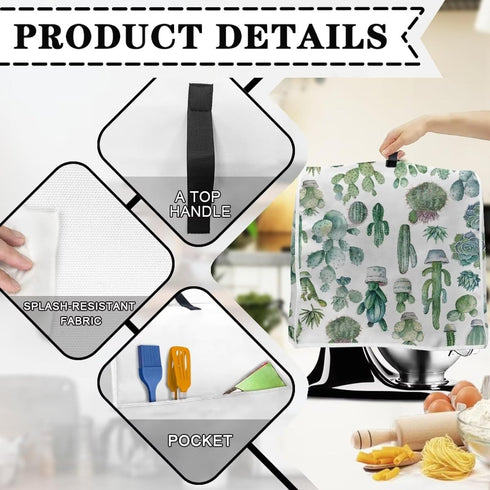 Cactus Stand Mixer Cover for Kitchen Aid Mixers, Mixer Cover with Pockets, Suitable for Kitchen Mixer Accessories