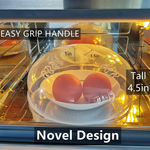 Large Microwave Splatter Cover for Food - 11.5 Inch Anti-Splatter Lid with Easy Grip Handle and Perforated Steam Vents,