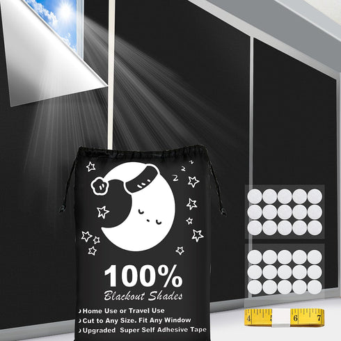 Portable Blackout Curtains, 40" x 57" Blackout Shades, 100% Portable Blinds with Hook & Loop Tabs for Travel