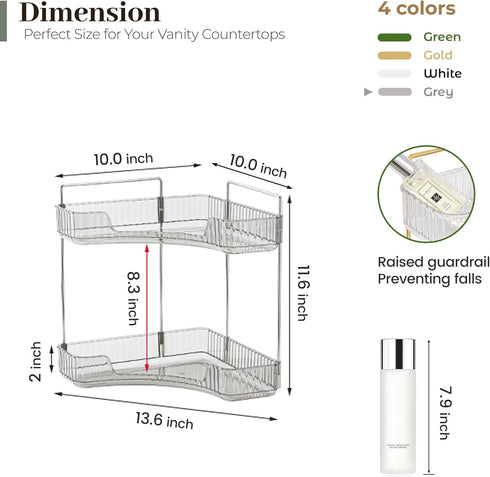 Counter Countertop (2 Aveniee Corner Bathroom Organizer, Bathroom Shelf Makeup Organizer for Vanity Perfume Tray