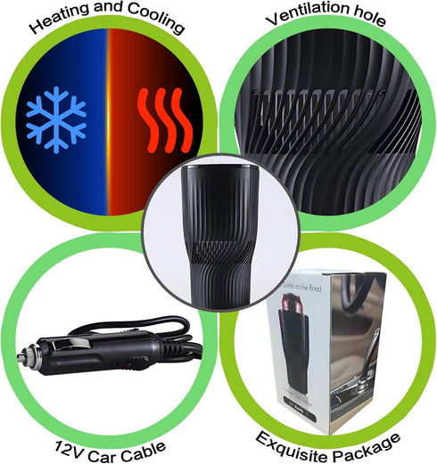2-in-1 Smart Car Cup Warmer Cooler Heated Travel Mug, Temperature Control Car Coffee Heater Travel Coffee Cup