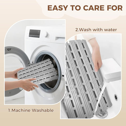 PuoWeo 35.4 15.7 Bathtub Mat Non Slip for Bathroom with Suction Cups and Drain Holes * Shower Mat for Inside Shower