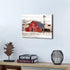 Rustic Farmhouse Canvas Print - Country Red Barn Pictures Wall Art with Windmill and Highland Cow for Kitchen Living