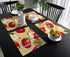 Greeeen Placemats Set of 6, Red Apples Place Mats for Dining Table, Washable Cotton Linen