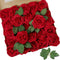 AmyHomie 50pcs Dark Red Artificial Flowers, Real Looking Fake Roses with Stem for DIY Wedding Bouquets, Centerpieces,