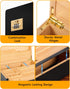 Large Bamboo Box with Combination Lock, Decorative Storage Kit with Airtight Glass Jars and Removable Tray for Home