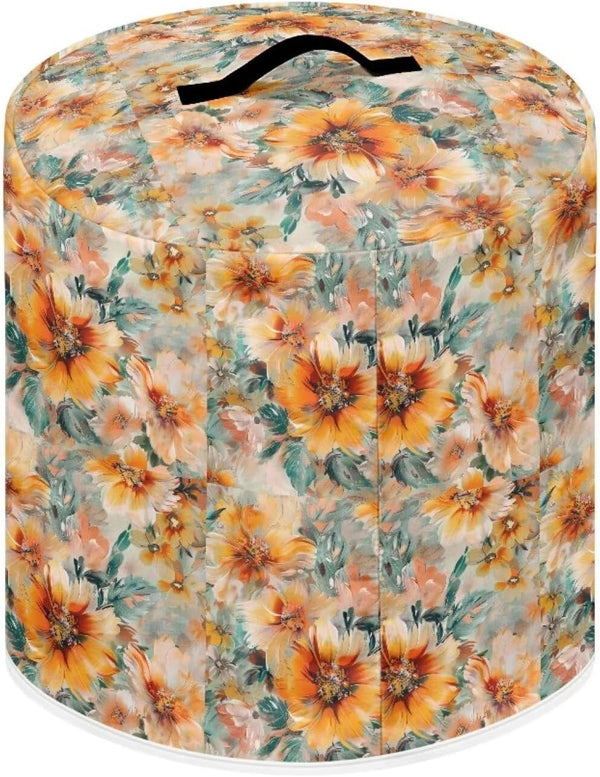 Orange Flowers Electric Appliance Cover 6 Quart Stain Resistant Cover for Rice Cooker Water Resistant Kitchen Accessories Home Decor