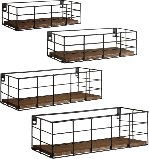 Fixwal Wall Shelves, 4 Sets of Hanging Floating Shelves, Wall Mounted Shelves