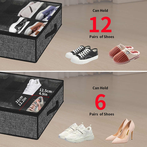 Onlyeasy Sturdy Under Bed Shoe Storage Organizer, Set of 2 for 12 to 24 Pairs with Clear Window