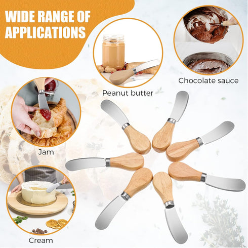 24 Pcs Little Cheese Spreader Knives 4.7 Inch Stainless Steel Butter Spreader Knives with Wooden Handle Mini Butter Knives Small Cheese Knives for Charcuterie Board Cream Cheese Cake Condiment Knife by Lanties