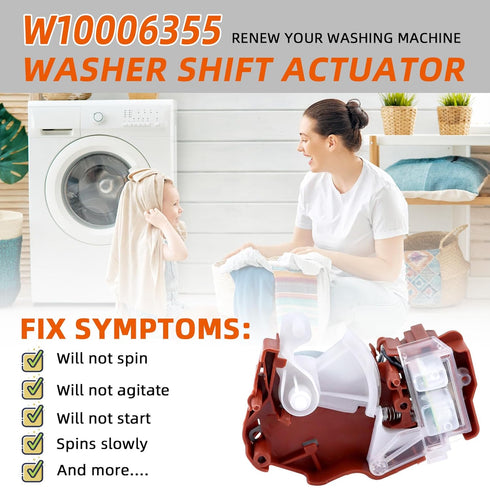 W10006355 49TYZ-110 Washer Shift Actuator Compatible with Cro-sley Whirl-Pool May-tag Ken-More Washing Machine -