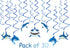 Shark Party Supplies Hanging Swirls, 30 PCS Kids Birthday Decorations for Shark Sea Themed Splash Ceiling Foil Ornaments