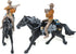 Set 4 FUNSHOWCASE Western Cowboys Gunslingers with Horses Miniatures for Fairy Garden, Cake Topper, Toy, Aquarium