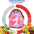 Violet Mist Cute Unicorn Neoprene Lunch Bag, Pink Reusable Insulated Lunch Box with Zipper for Work Gifts