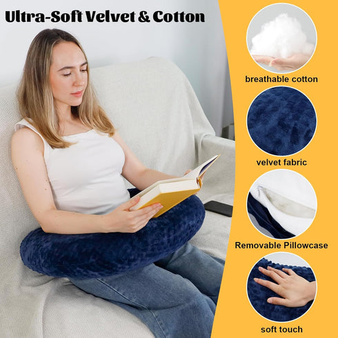 IFOYO Ergonomic Gaming Pillow for Lap, Blue U-Shaped Crochet Pillow for Lap Support, Soft Reading Pillows Provide Arms
