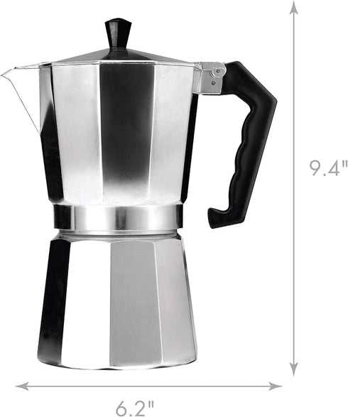 Primula Classic Stovetop Espresso and Coffee Maker, Moka Pot for 9 Espresso Cups, Silver