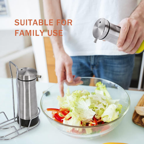 Set 2 Pack Aelga Oil And Vinegar Dispenser with Caddy - Oil Dispenser Bottle for Kitchen with No-Drip - Kitchen Decor