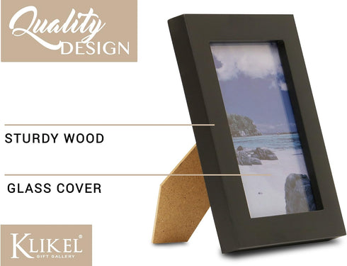 Klikel 4x5 Picture Frame - Black Wooden Photo Frame with Glass Protection, Ready for Display