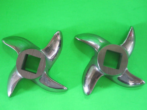 Butcher-Baker Size #8 Meat Grinder Knives, TWO PACK Stainless Steel for LEM, Cabelas MTN and Others