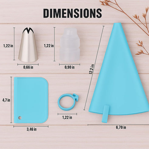 Piping Bags and Tips Set, Reusable Cake Decorating Supplies with 2 Bags, 12 Icing Tips, 2 Silicone Rings, 2 Couplers, 3