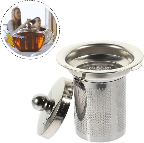 SHERCHPRY Mesh Strainer Tea Strainer, Stainless Steel Loose Tea Infusers with Lid for Glass Teapot