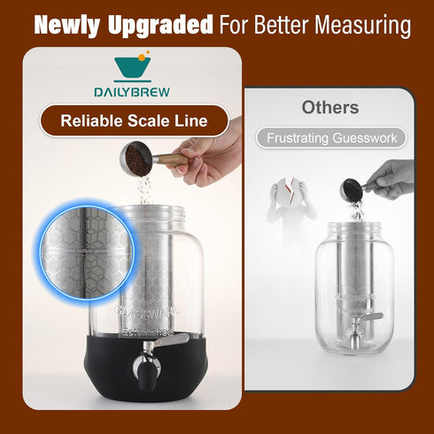 dailybrew 1 Cold Brew Coffee Maker, Gallon Iced Coffee Maker With Stainless Steel Filter, Heavy Duty Glass Cold Brew