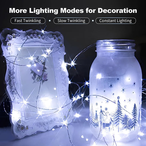 Adamonda 20 Pack Operated,7FT 20 LED Fairy Lights Battery LED Waterproof Mini Twinkle String Lights Battery Powered