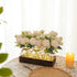 3 Summer LUEUR Mason Jar Lights Centerpiece with Farmhouse Wood Tray Jars with Champagne Peony Spring Flowers, Spring