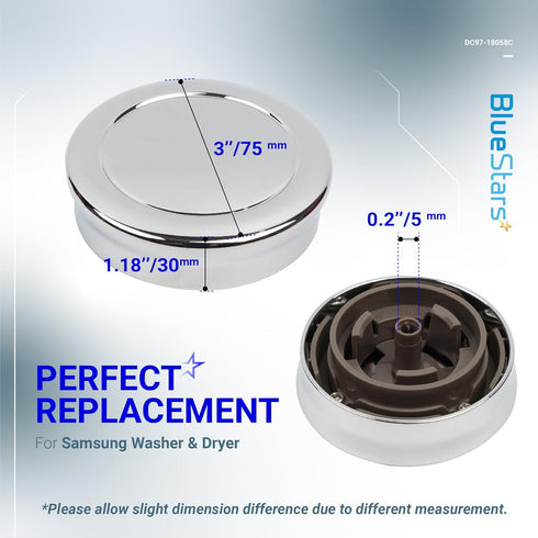 BlueStars DC97-18058C Control Knob Assembly for Samsung Dryer or Washer, Replaces DC67-00680A DC97-18058A DC97-18058B