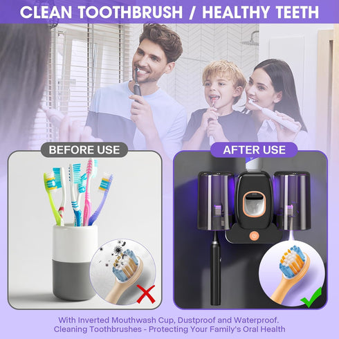 3 1 2 4 LXIANGN in Toothbrush Cleaner Holders,Rechargeable Wall Mounted Toothbrush Holder Toothpaste Dispenser