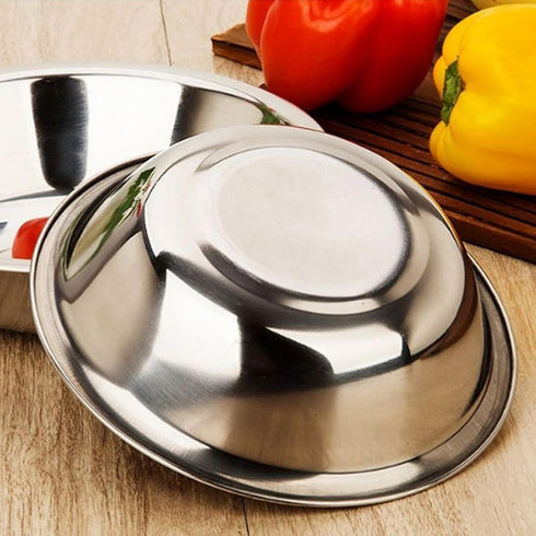 Stainless Steel Mixing Bowl - Flat Bottom Wide for Larger Capacity, Ecofriendly, Reusable, Heavy Duty 8.7" Set of 3