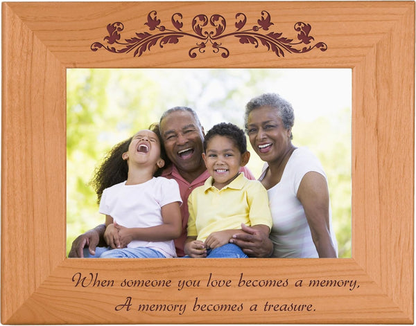 CustomGiftsNow Engraved Natural Alder Wood Tabletop/Hanging Memorial Picture Frame (5x7-inch Horizontal) - When someone