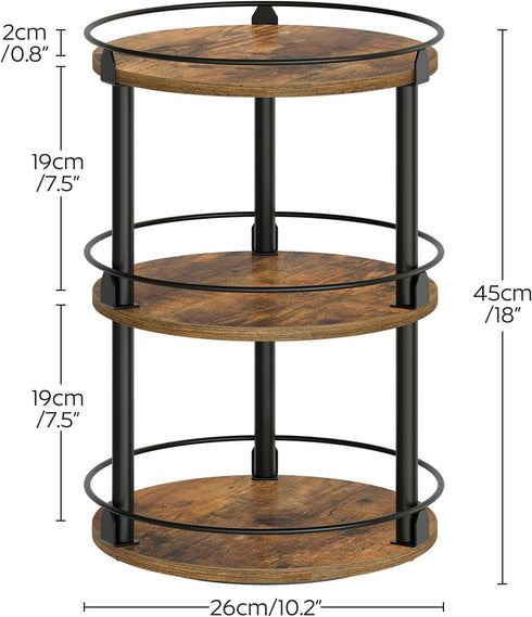 3-Tier Countertop, SR23BR YATINEY Lazy Susan Organizer, Rotating Spice Rack, Spinning Organizer, Industrial Turntable