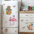Mfault Summer Gnome Window Clings, 9 Sheets Tropical Tiki Flamingo Parrot Stickers for Seasonal Home Kitchen Decor